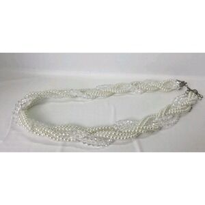 Vintage Twisted Faux Seed Pearl Adjustable Necklace Length 10 Inches